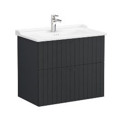 Vitra Root Groove 69447 Lavabo Dolabı, İki Çekmeceli, 80 Cm, Mat Grafit, Klasik Lavabolu